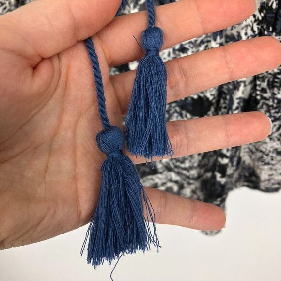 Free People blue printed Love Birds  mini dress / long tunic bohemian w/pockets - Picture 14 of 16